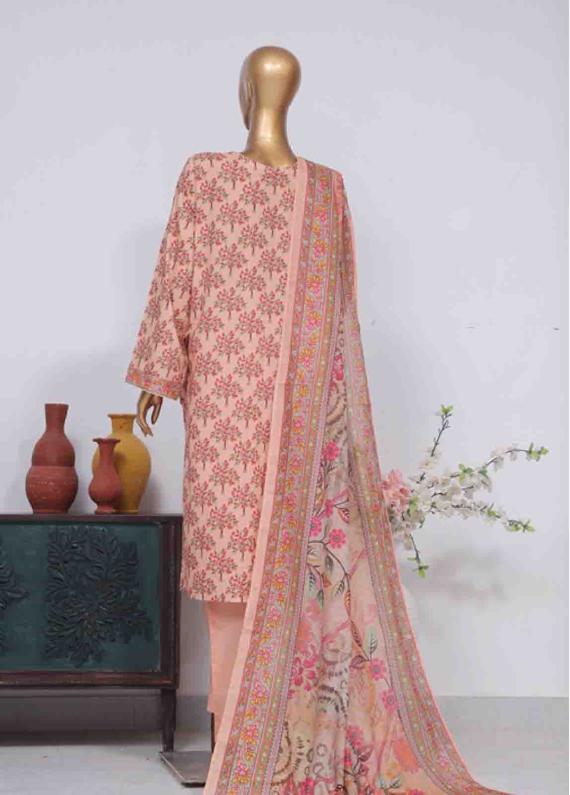 Bin Saeed Fabric - SM-773- 3 Piece Printed Stitched Suit