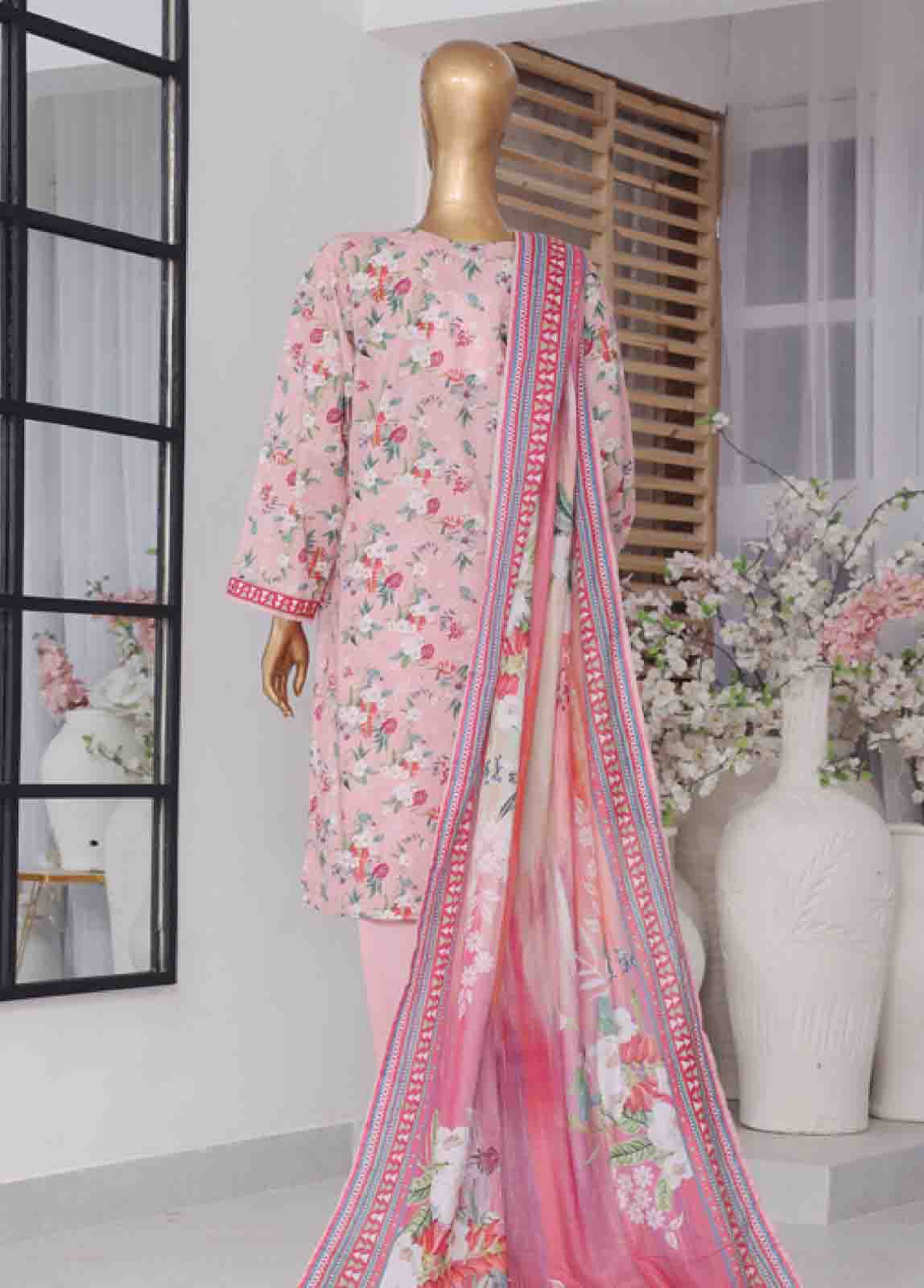 Bin Saeed Fabric - SM-774- 3 Piece Printed Stitched Suit