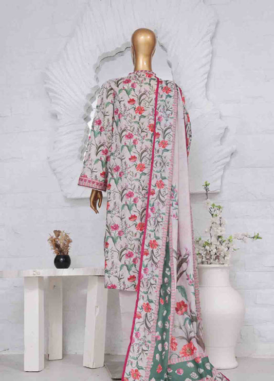 SM-775- 3 Piece Printed Stitched Suit