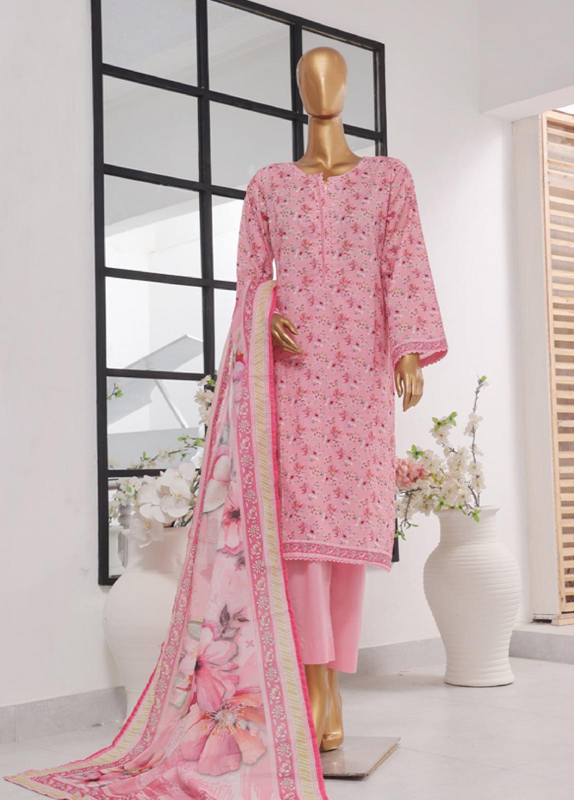 Bin Saeed Fabric - SM-776- 3 Piece Printed Stitched Suit