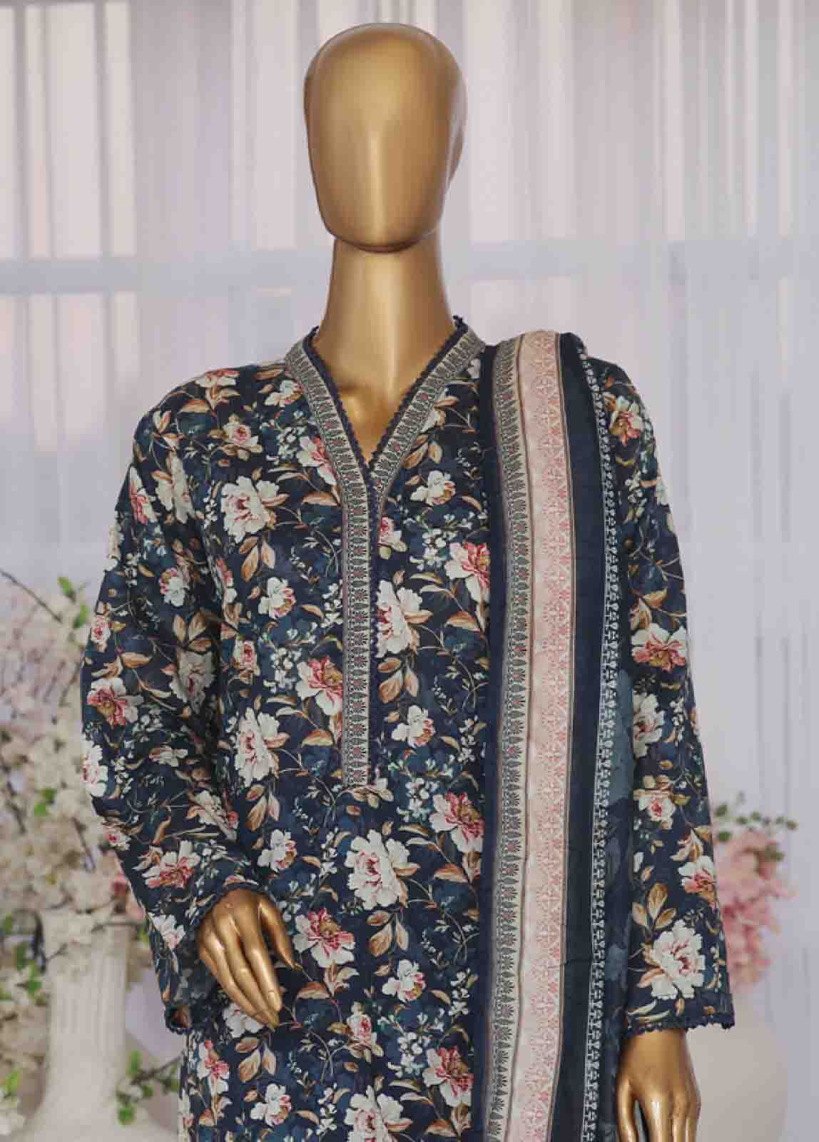Bin Saeed Fabric - SM-777- 3 Piece Printed Stitched Suit