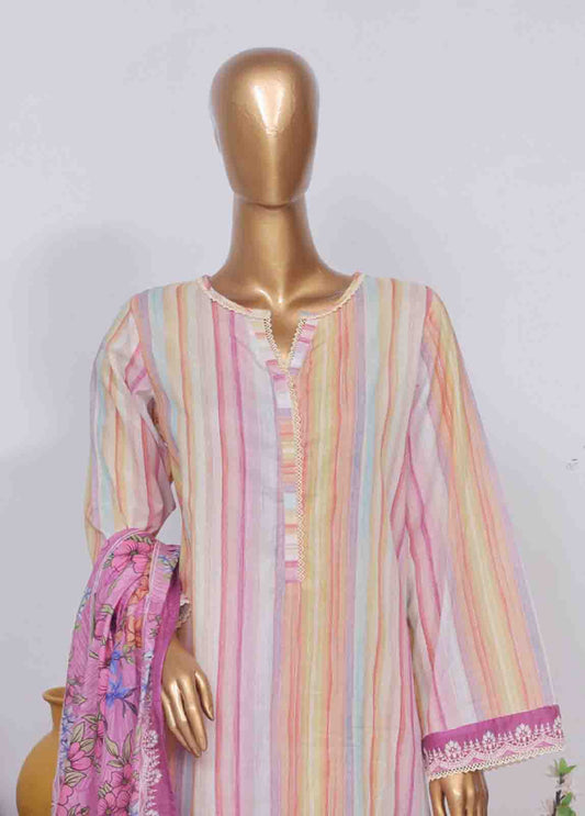 SM-778- 3 Piece Printed Stitched Suit