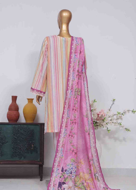 SM-778- 3 Piece Printed Stitched Suit