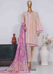 SM-778- 3 Piece Printed Stitched Suit