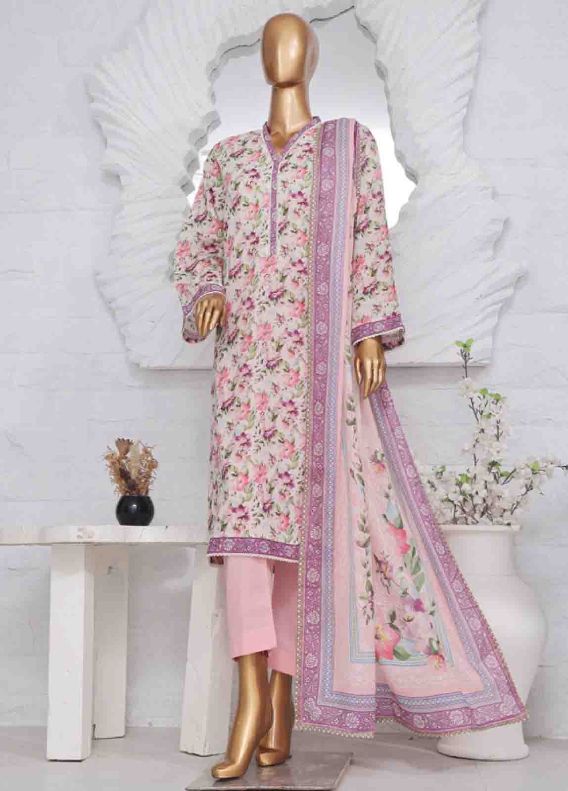 Bin Saeed Fabric - SM-779- 3 Piece Printed Stitched Suit