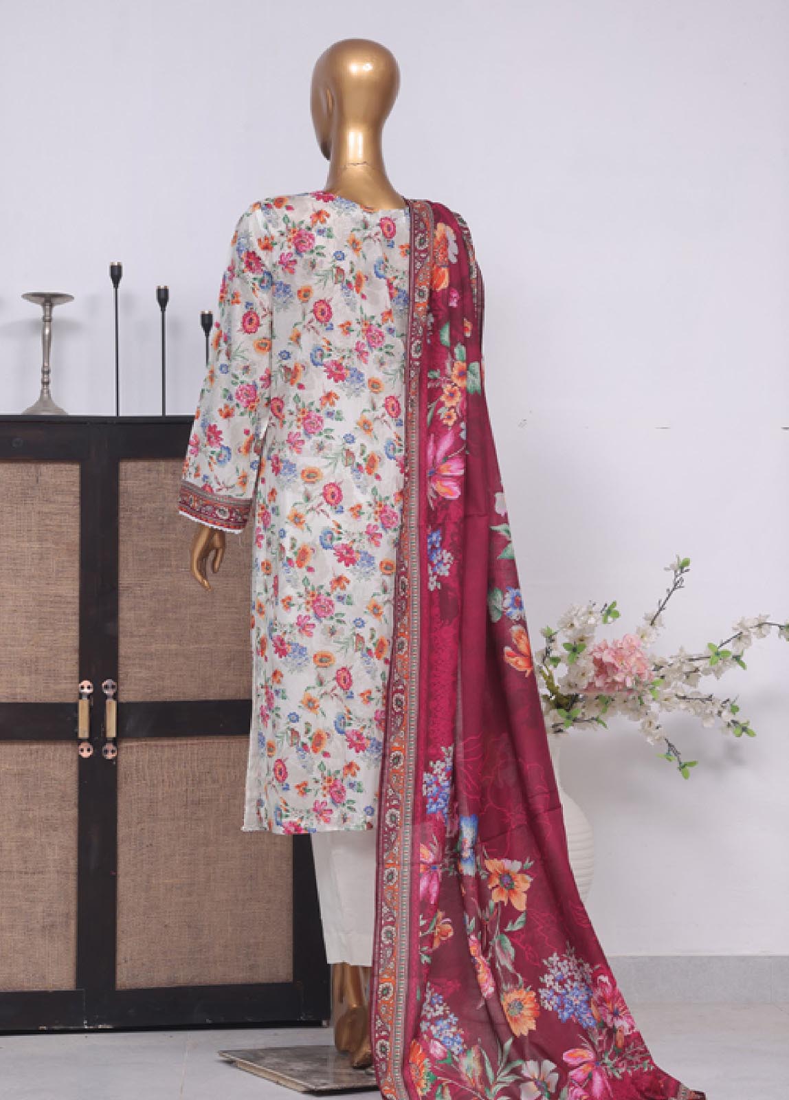 Bin Saeed Fabric - SM-780- 3 Piece Printed Stitched Suit