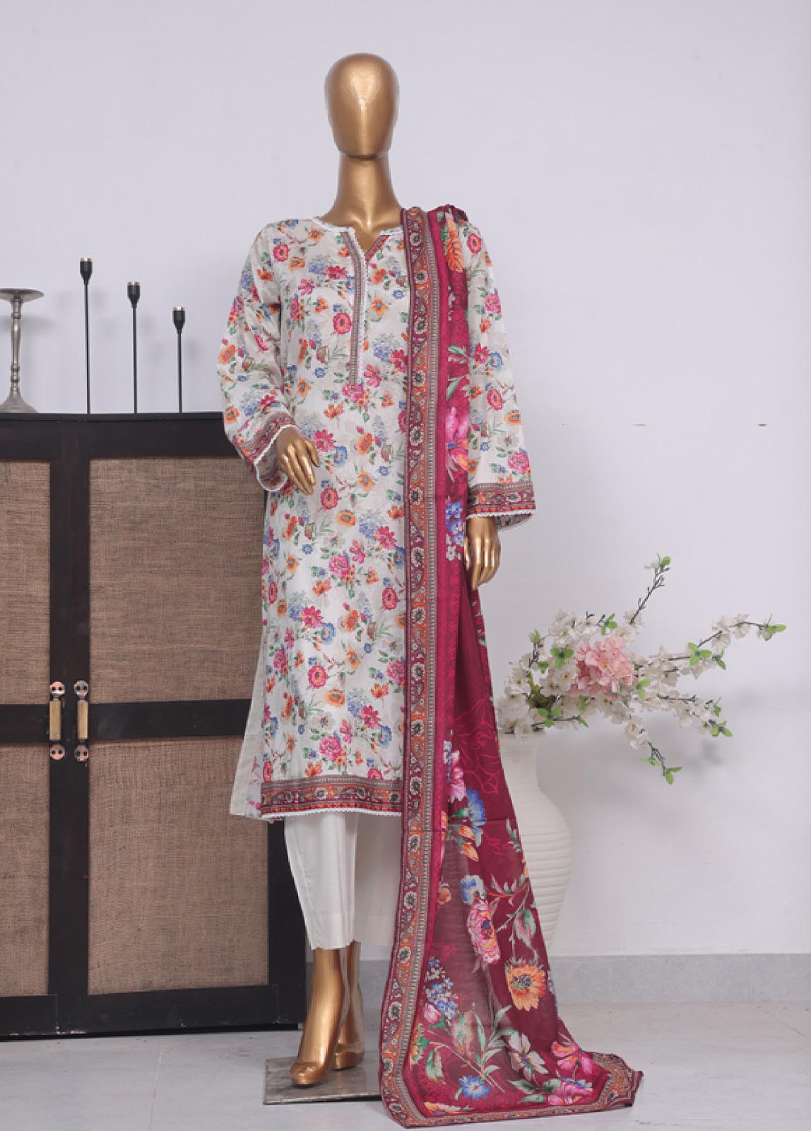 Bin Saeed Fabric - SM-780- 3 Piece Printed Stitched Suit