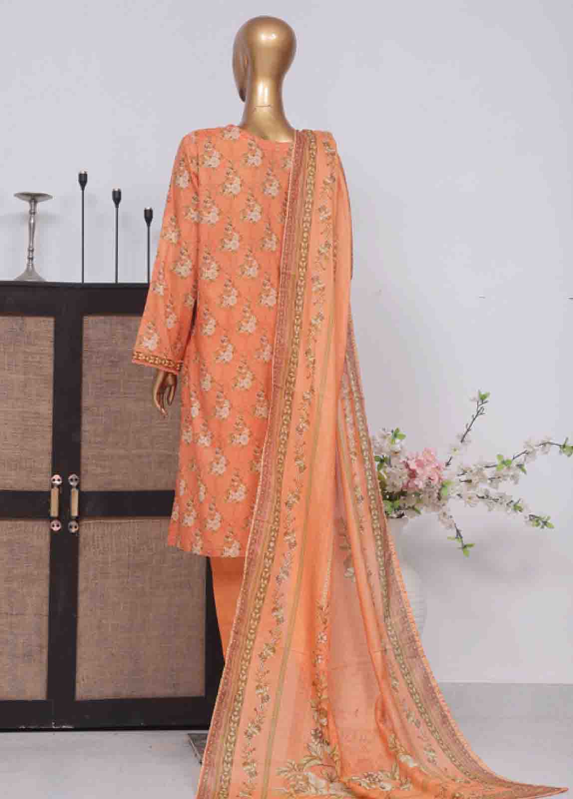 Bin Saeed Fabric - SM-784- 3 Piece Printed Stitched Suit