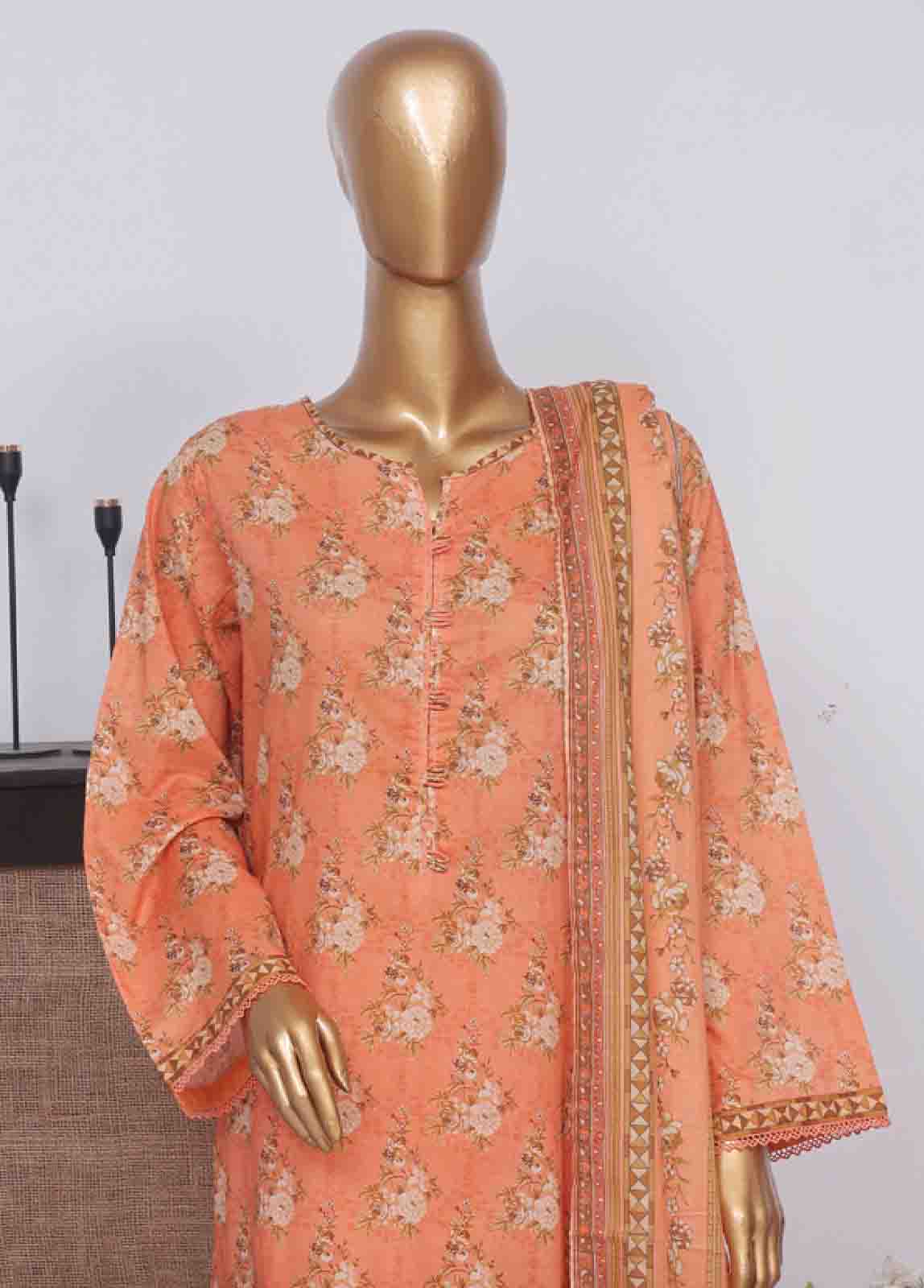 Bin Saeed Fabric - SM-784- 3 Piece Printed Stitched Suit