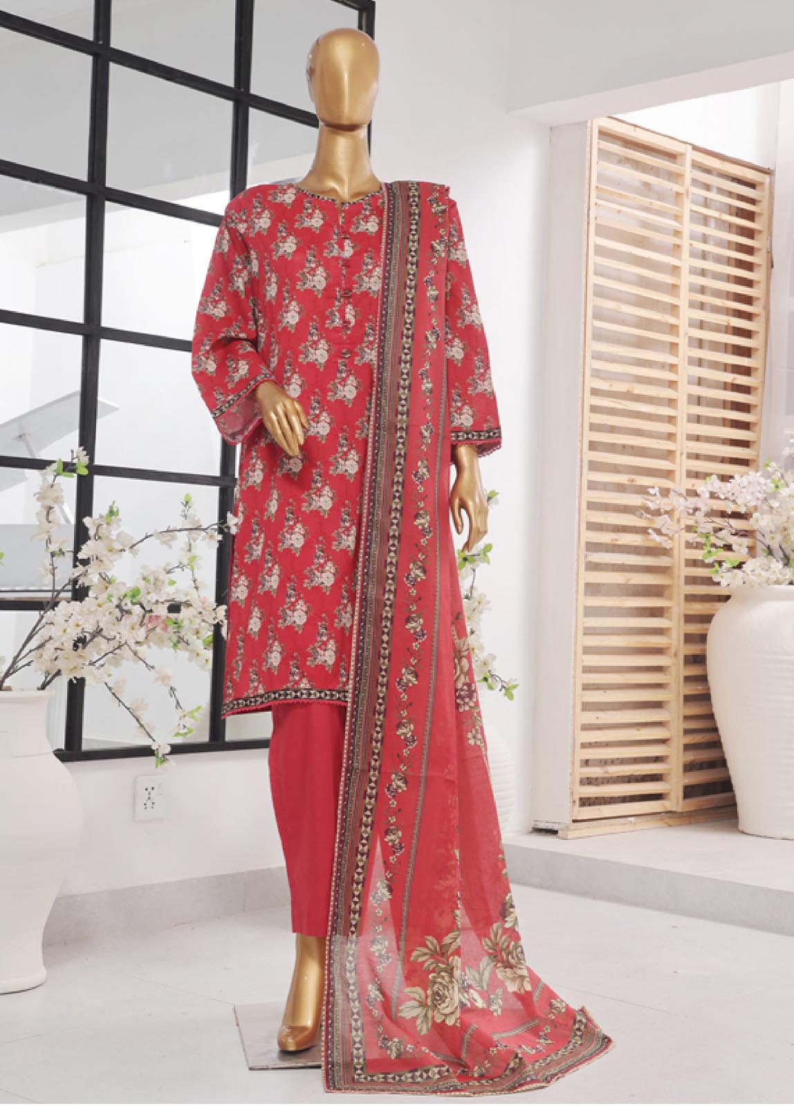 Bin Saeed Fabric - SM-785- 3 Piece Printed Stitched Suit
