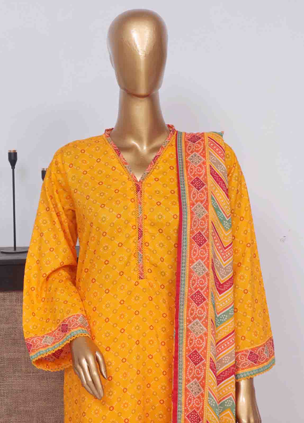 SM-791- 3 Piece Printed Stitched Suit