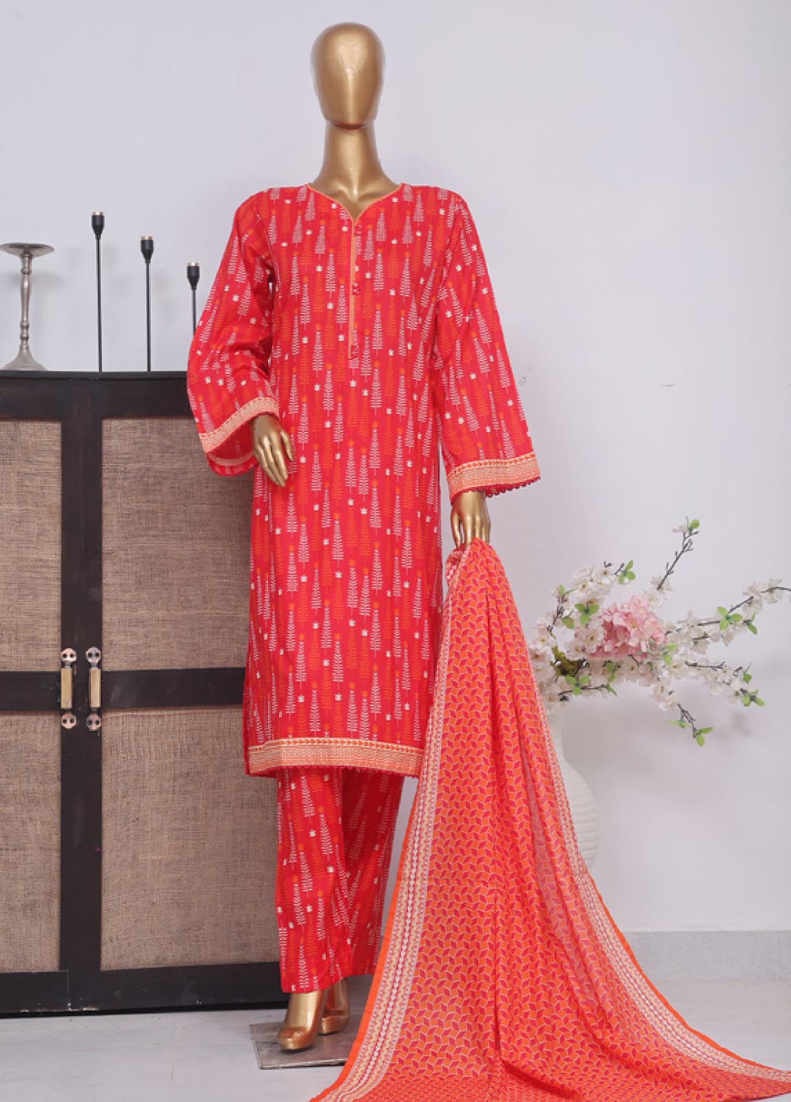 Bin Saeed Fabric - SM-798- 3 Piece Printed Stitched Suit