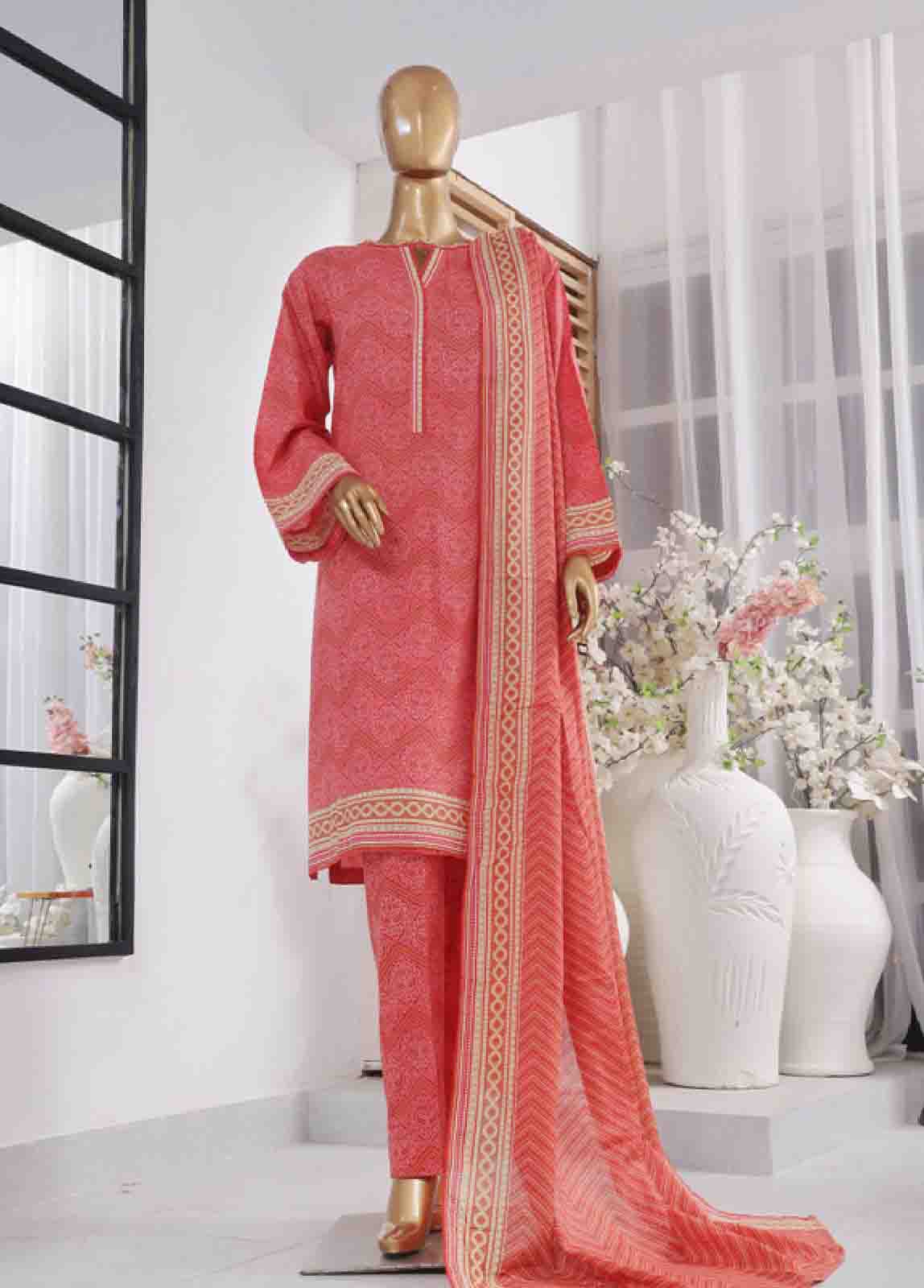 Bin Saeed Fabric - SM-800- 3 Piece Printed Stitched Suit