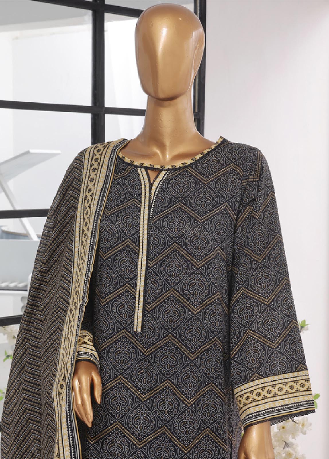 Bin Saeed Fabric - SM-801- 3 Piece Printed Stitched Suit