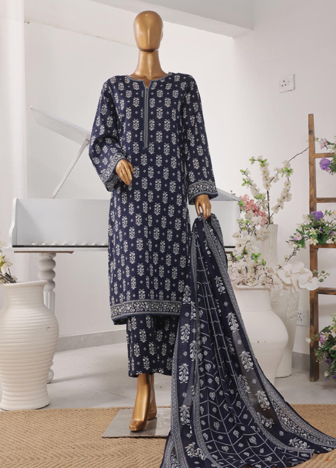 Bin Saeed Fabric - SM-802- 3 Piece Printed Stitched Suit