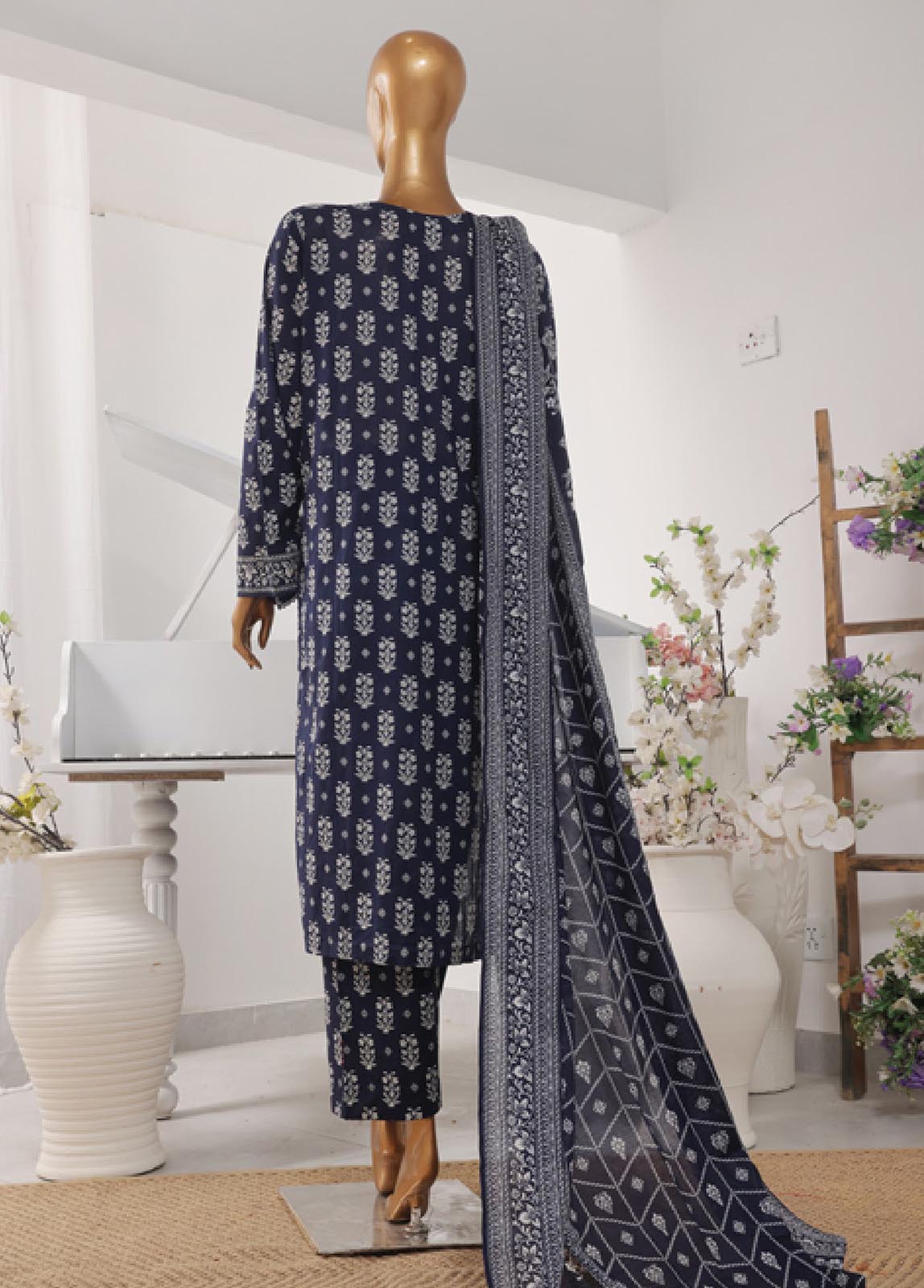Bin Saeed Fabric - SM-802- 3 Piece Printed Stitched Suit