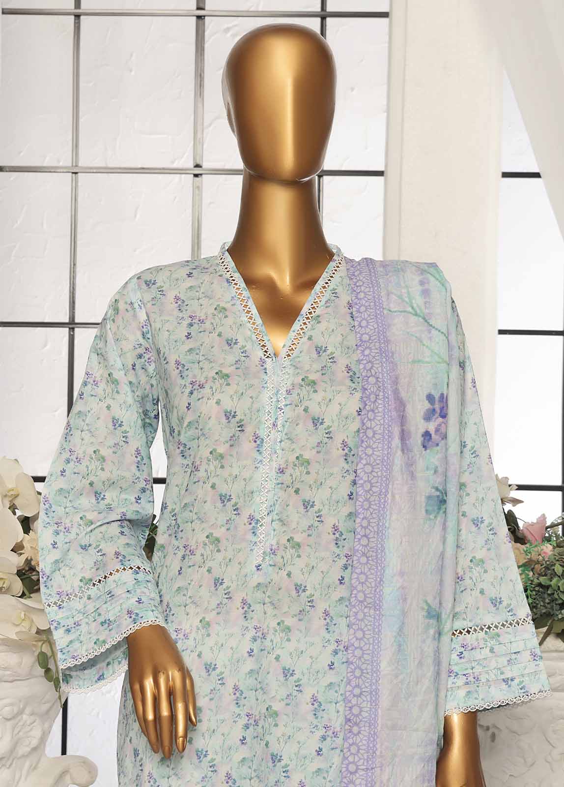 Bin Saeed Fabric - SM-98- 3 Piece Printed Stitched Suit
