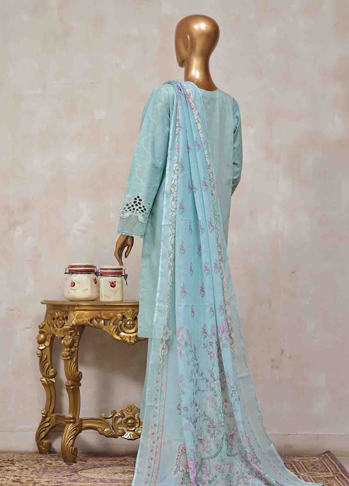 Bin Saeed Fabric - SM-CK-075-C-3 Piece Chikankari Stitched Suit