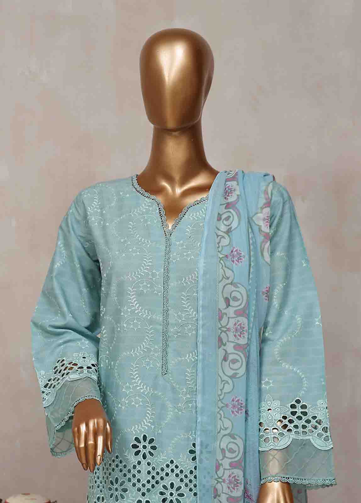 Bin Saeed Fabric - SM-CK-075-C-3 Piece Chikankari Stitched Suit