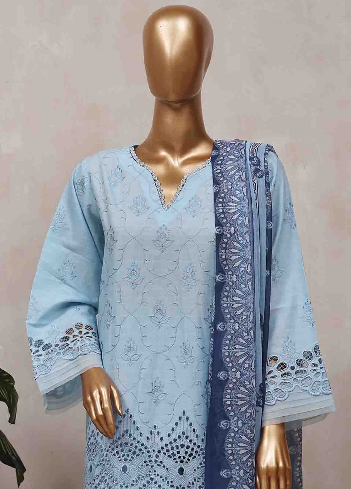 Bin Saeed Fabric - SM-CK-076-C-3 Piece Chikankari Stitched Suit
