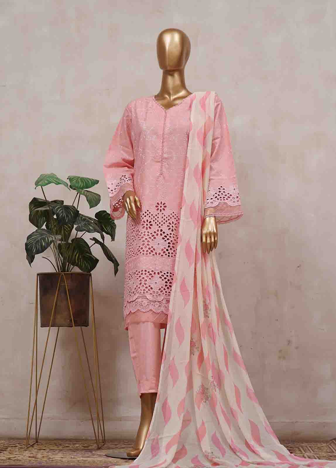 Bin Saeed Fabric - SM-CK-077-C-3 Piece Chikankari Stitched Suit