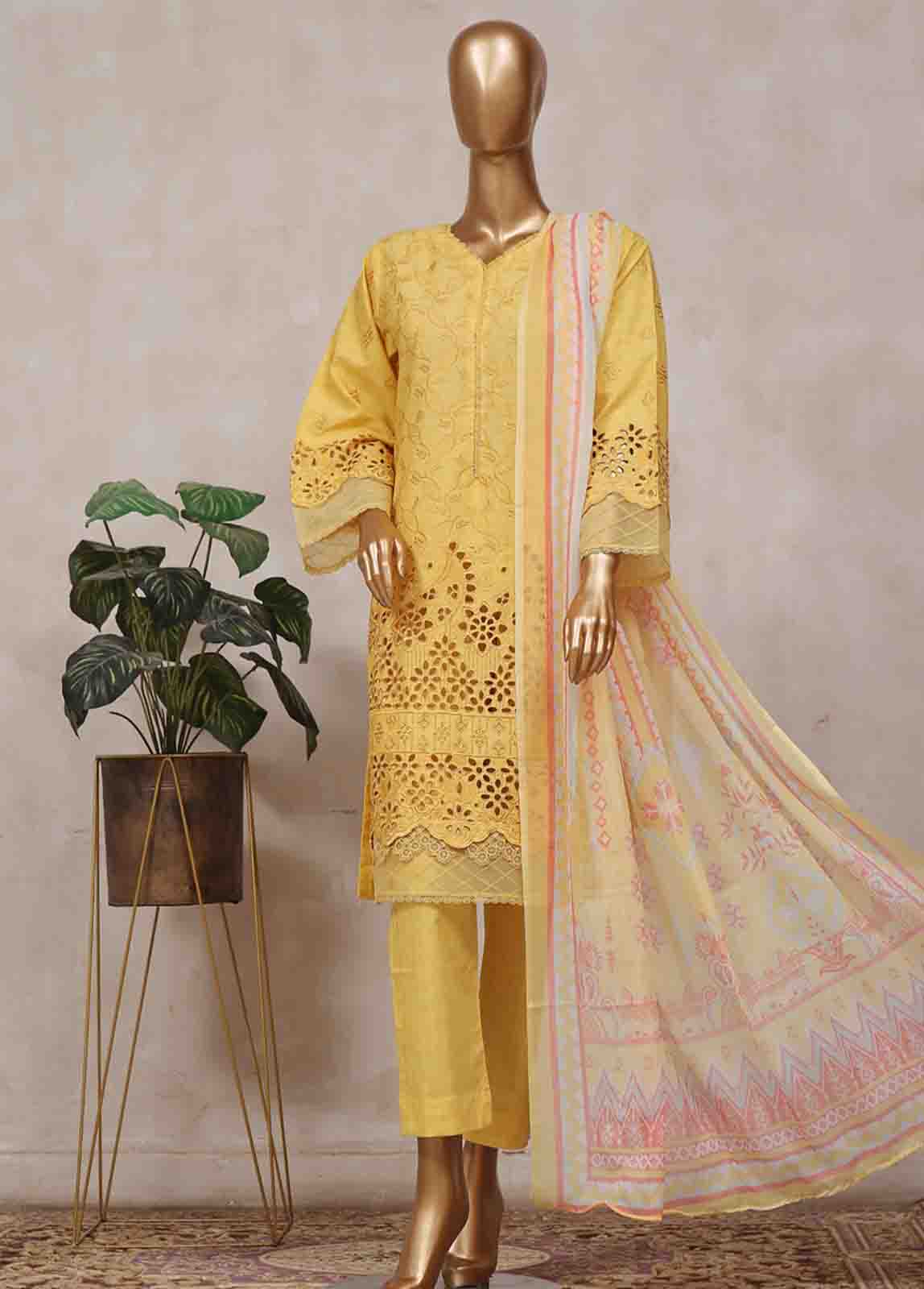 Bin Saeed Fabric - SM-CK-081-B-3 Piece Chikankari Stitched Suit