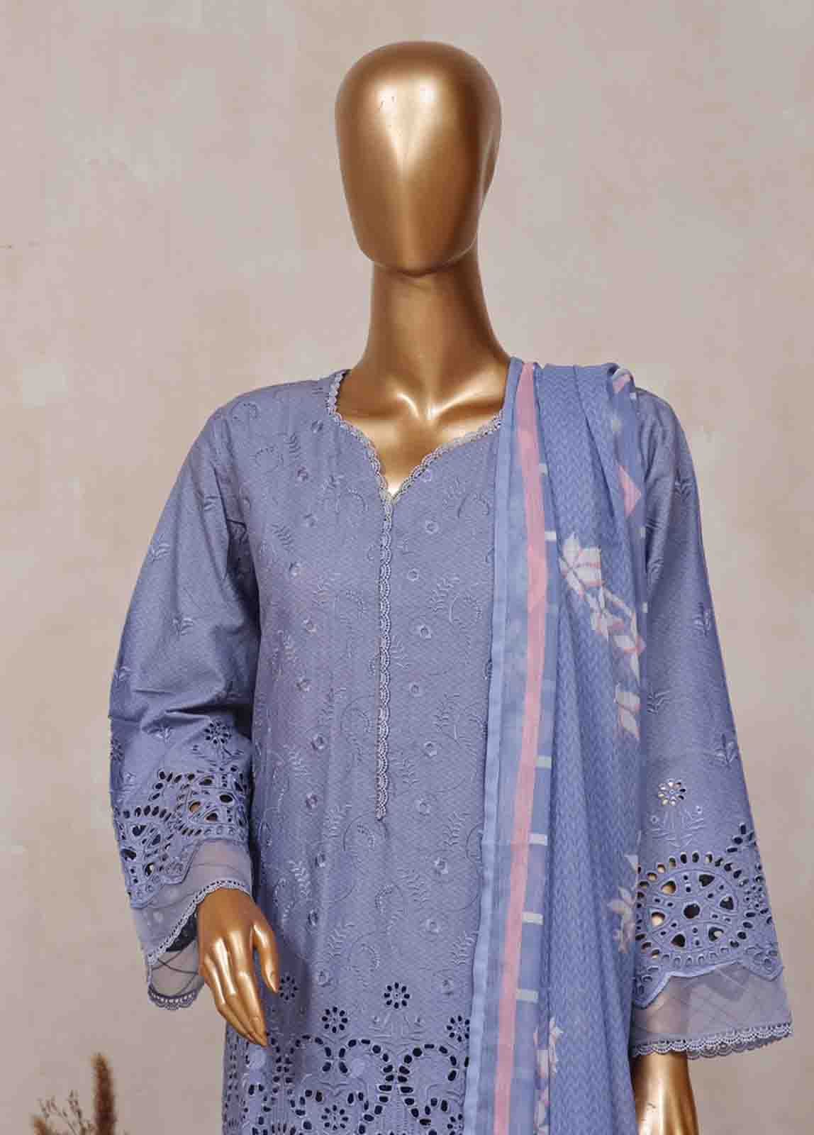 Bin Saeed Fabric - SM-CK-084-C-3 Piece Chikankari Stitched Suit