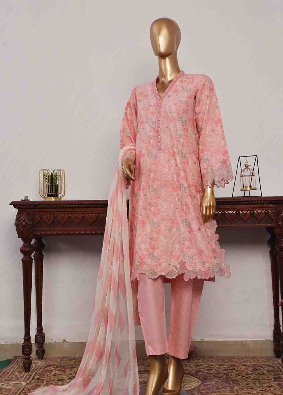 Bin Saeed Fabric - SM-CKC-077 B-3 Piece Chikankari Stitched Suit