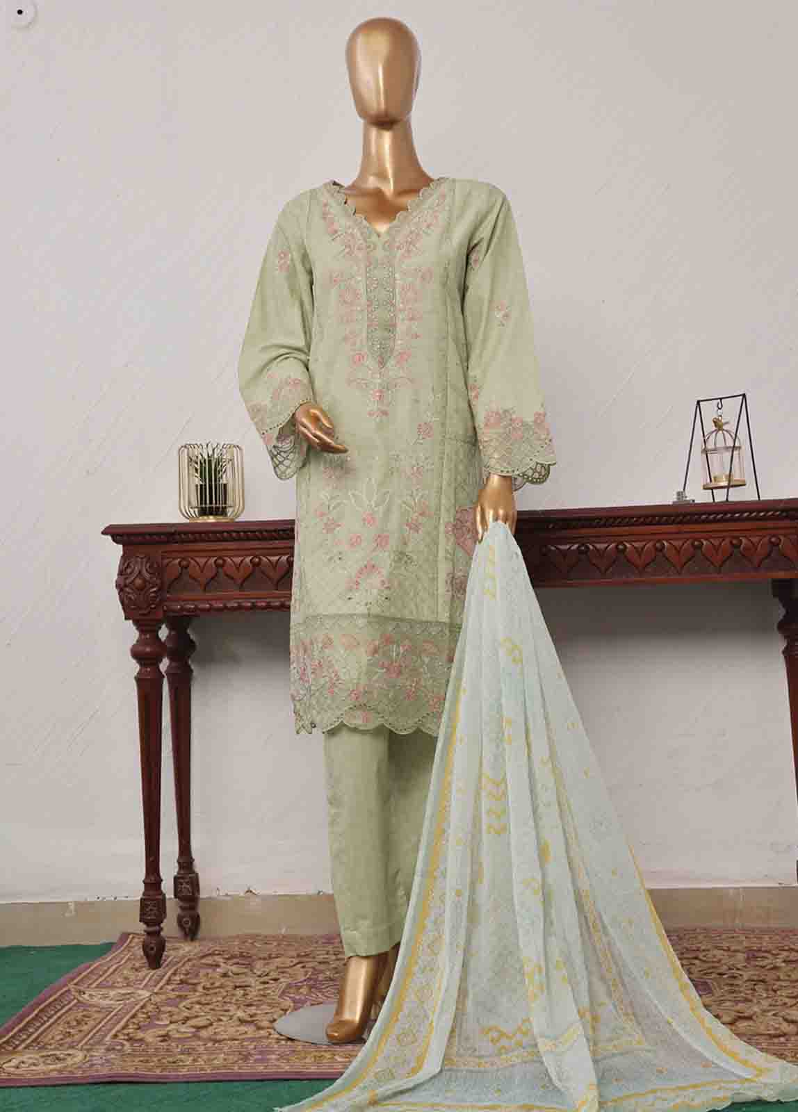 Bin Saeed Fabric - SM-CKC-079 B-3 Piece Chikankari Stitched Suit
