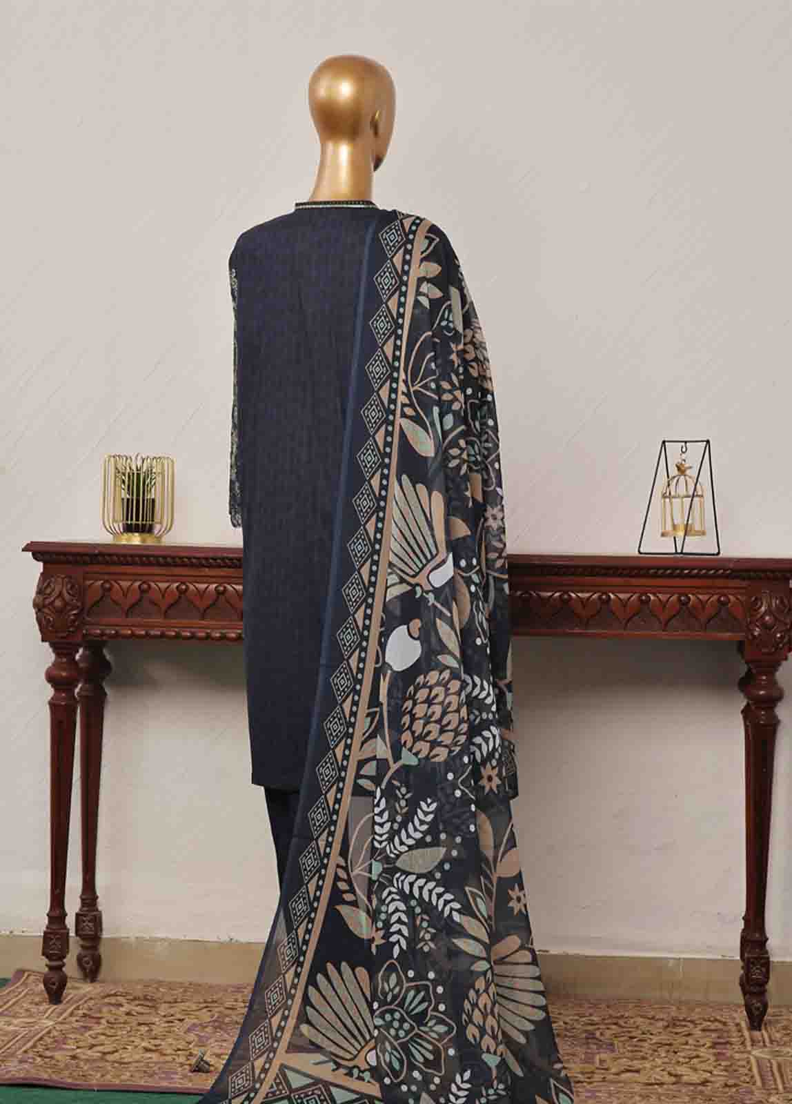 Bin Saeed Fabric - SM-CKC-080 B-3 Piece Chikankari Stitched Suit