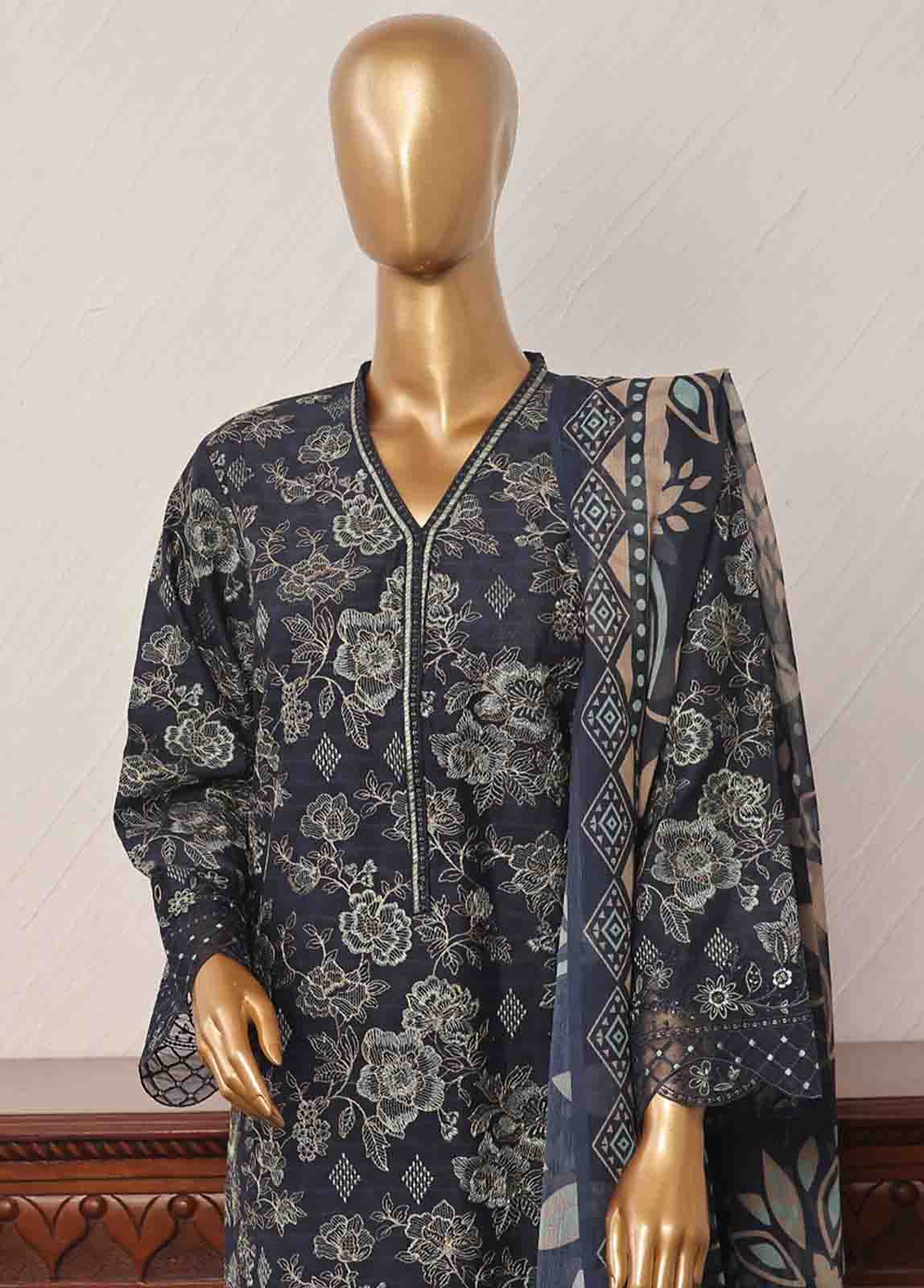 Bin Saeed Fabric - SM-CKC-080 B-3 Piece Chikankari Stitched Suit