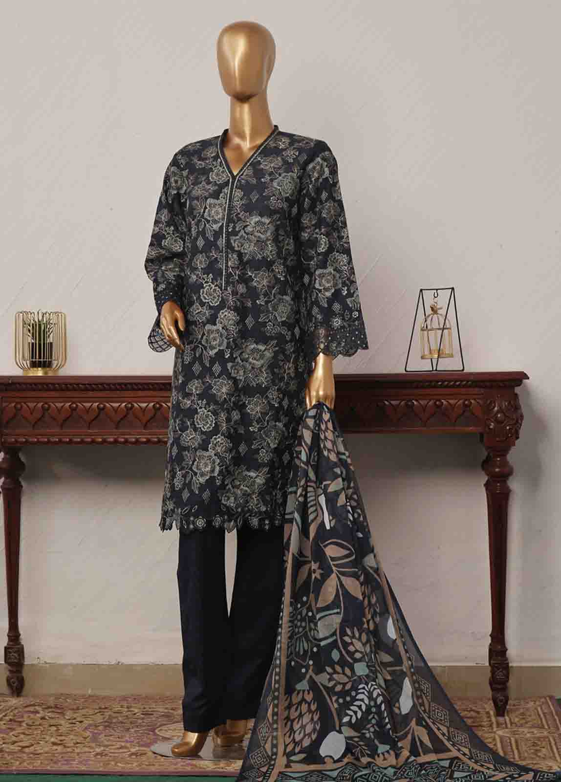 Bin Saeed Fabric - SM-CKC-080 B-3 Piece Chikankari Stitched Suit