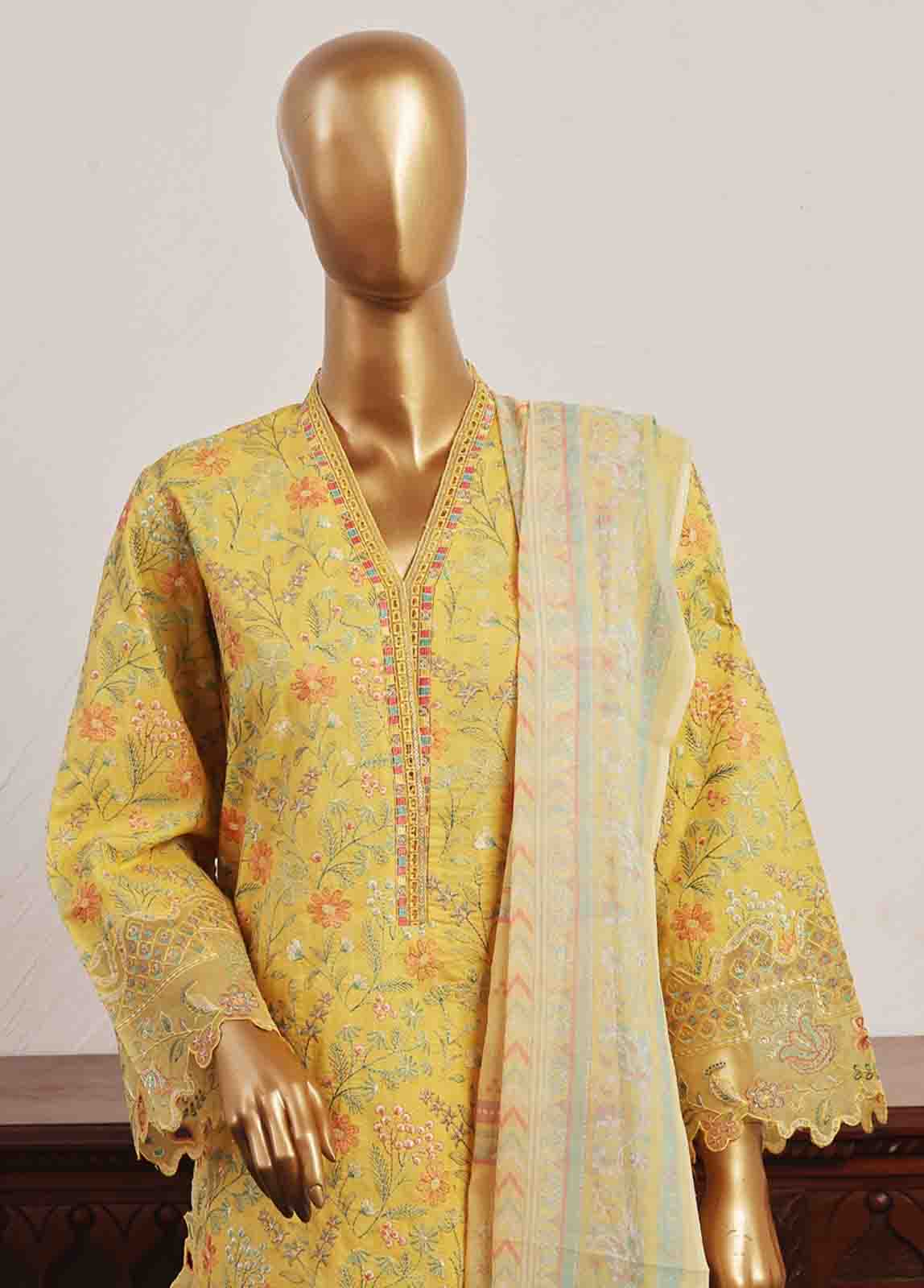 Bin Saeed Fabric - SM-CKC-081 C-3 Piece Chikankari Stitched Suit
