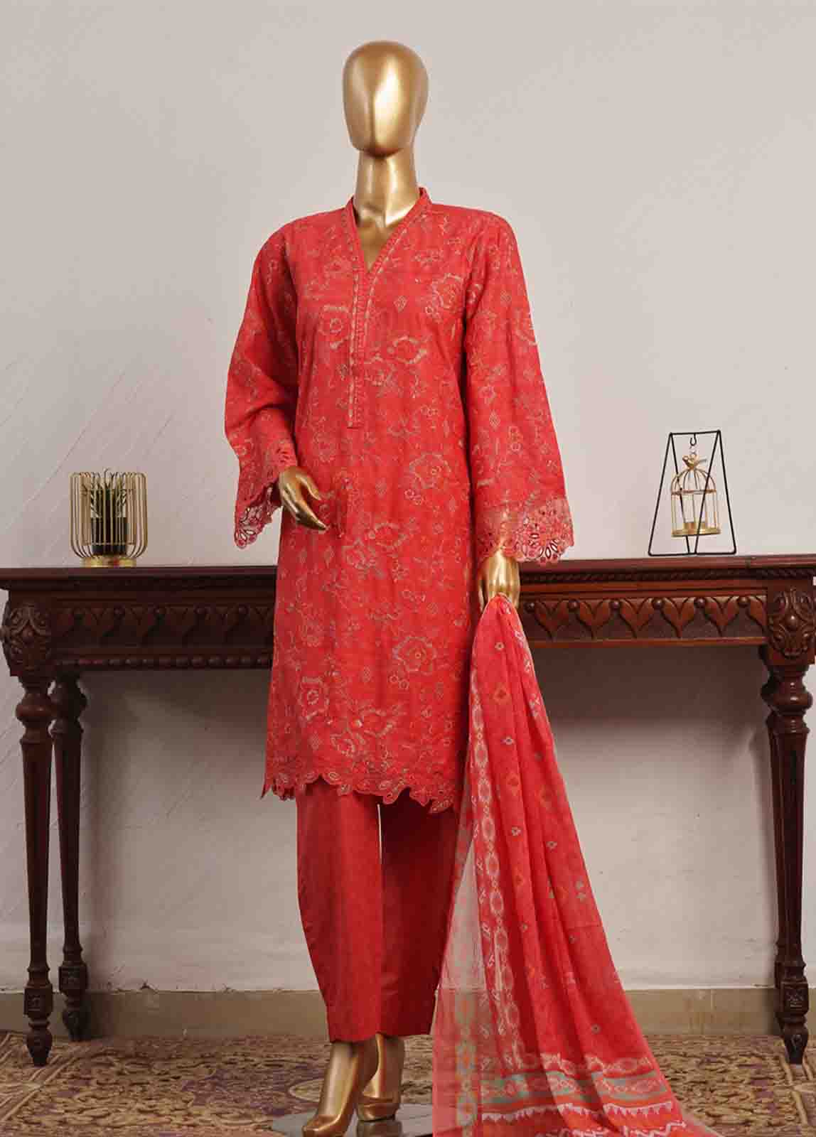 Bin Saeed Fabric - SM-CKC-082 C-3 Piece Chikankari Stitched Suit