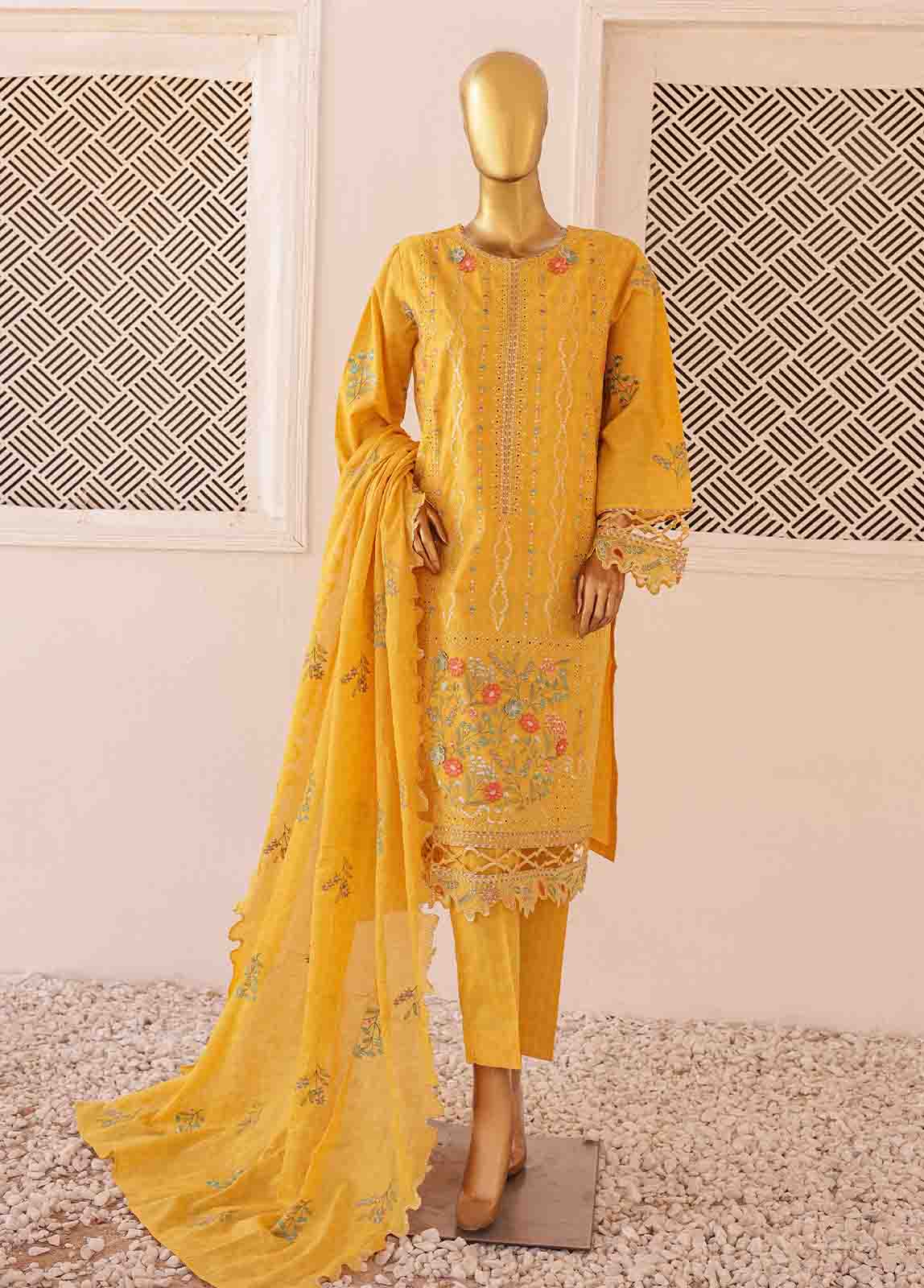 Bin Saeed Fabric - SM-CKE-455 A-3 Piece Chikankari Stitched Suit