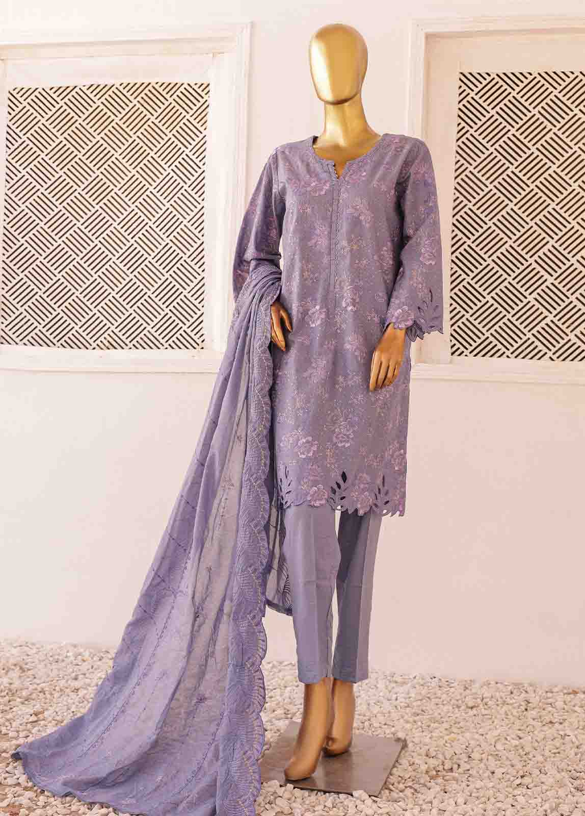 Bin Saeed Fabric - SM-CKE-456 B-3 Piece Chikankari Stitched Suit