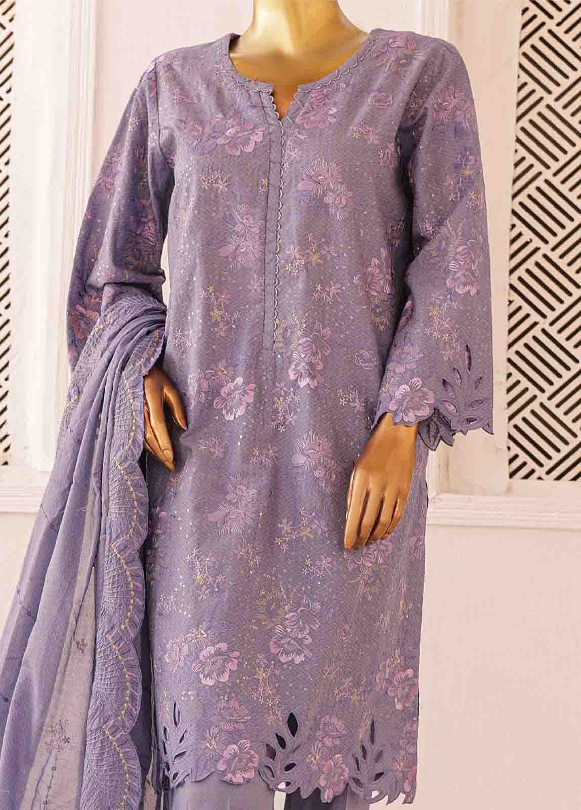 Bin Saeed Fabric - SM-CKE-456 B-3 Piece Chikankari Stitched Suit