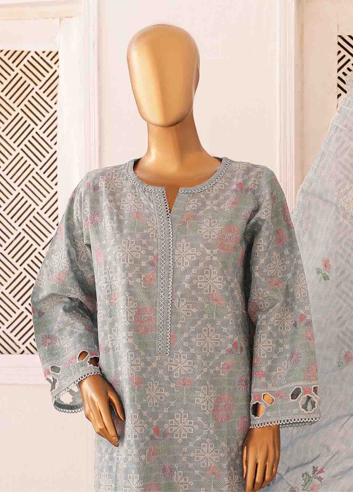 Bin Saeed Fabric - SM-CKE-458 A-3 Piece Chikankari Stitched Suit