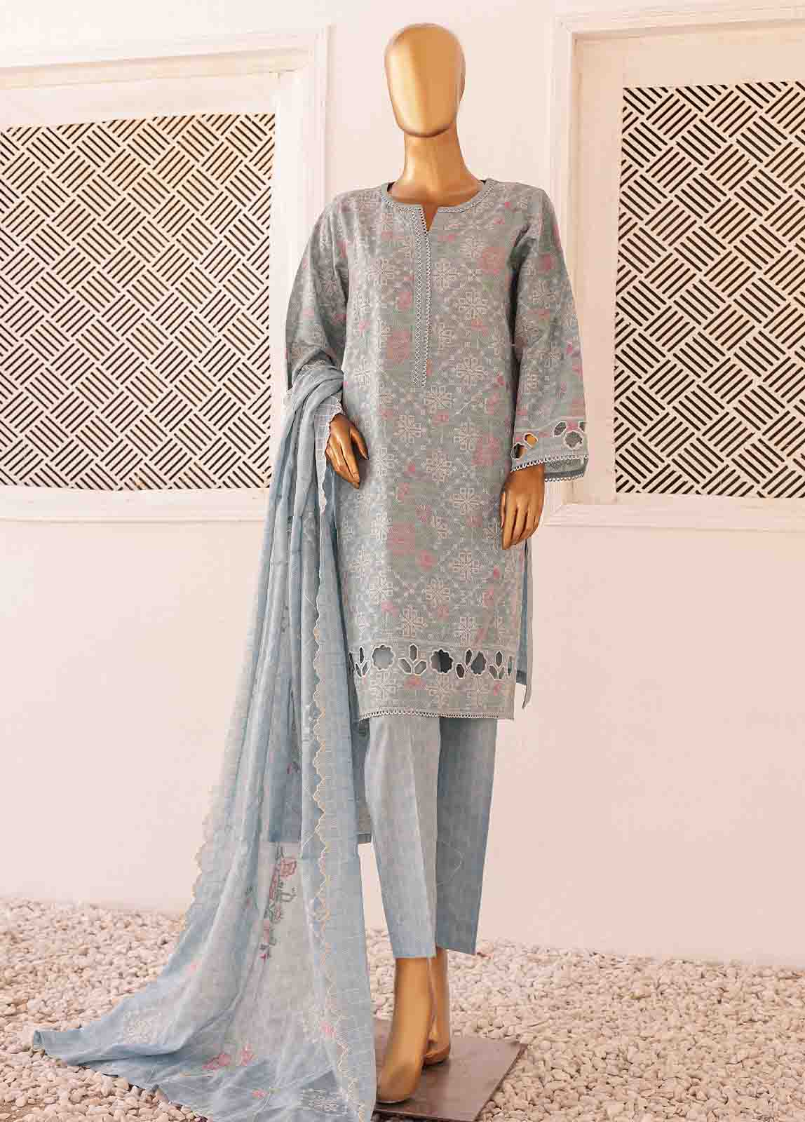 Bin Saeed Fabric - SM-CKE-458 A-3 Piece Chikankari Stitched Suit
