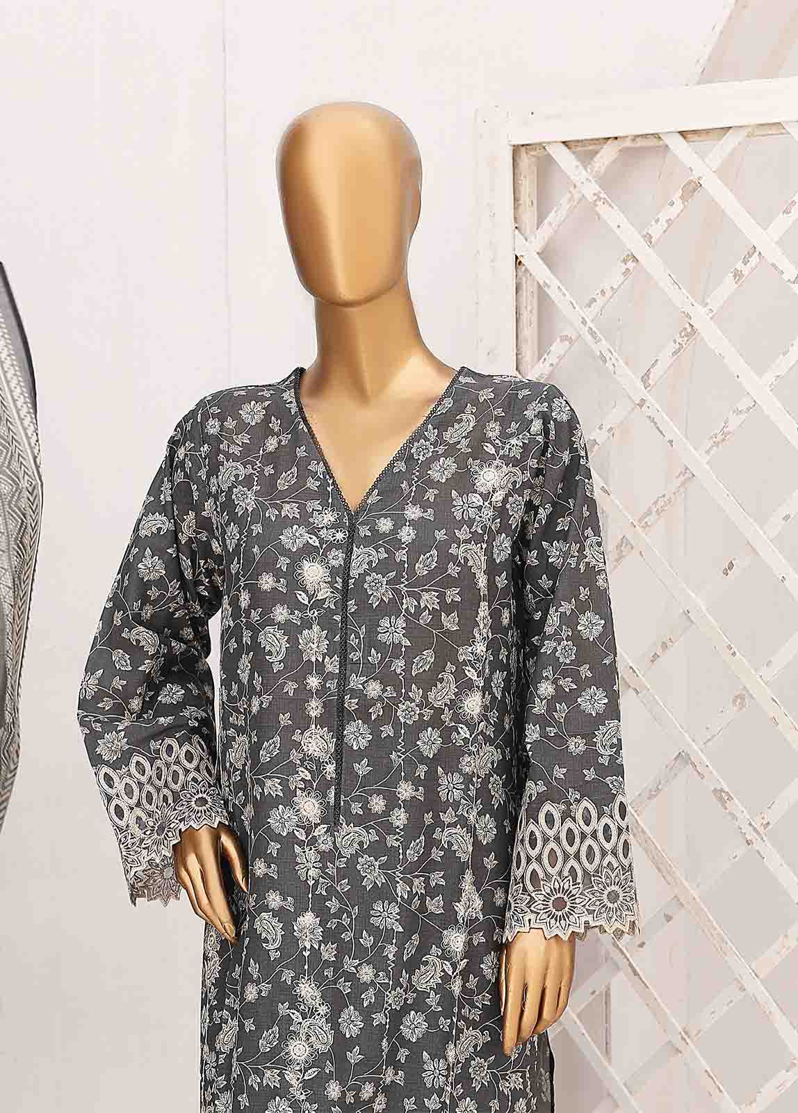 Bin Saeed Fabric - SM-CW-0142-3 Piece Cutwork Kari Stitched Suit