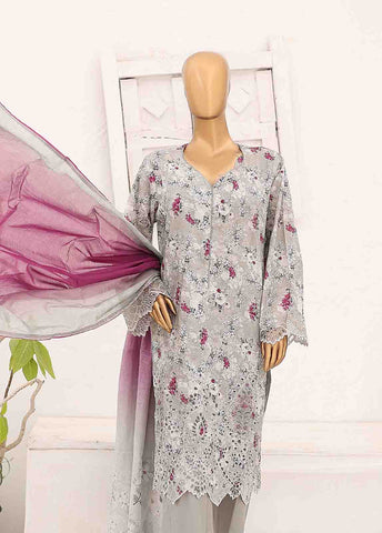 Bin Saeed Fabric - SM-CW-0168-3 Piece Cutwork Kari Stitched Suit