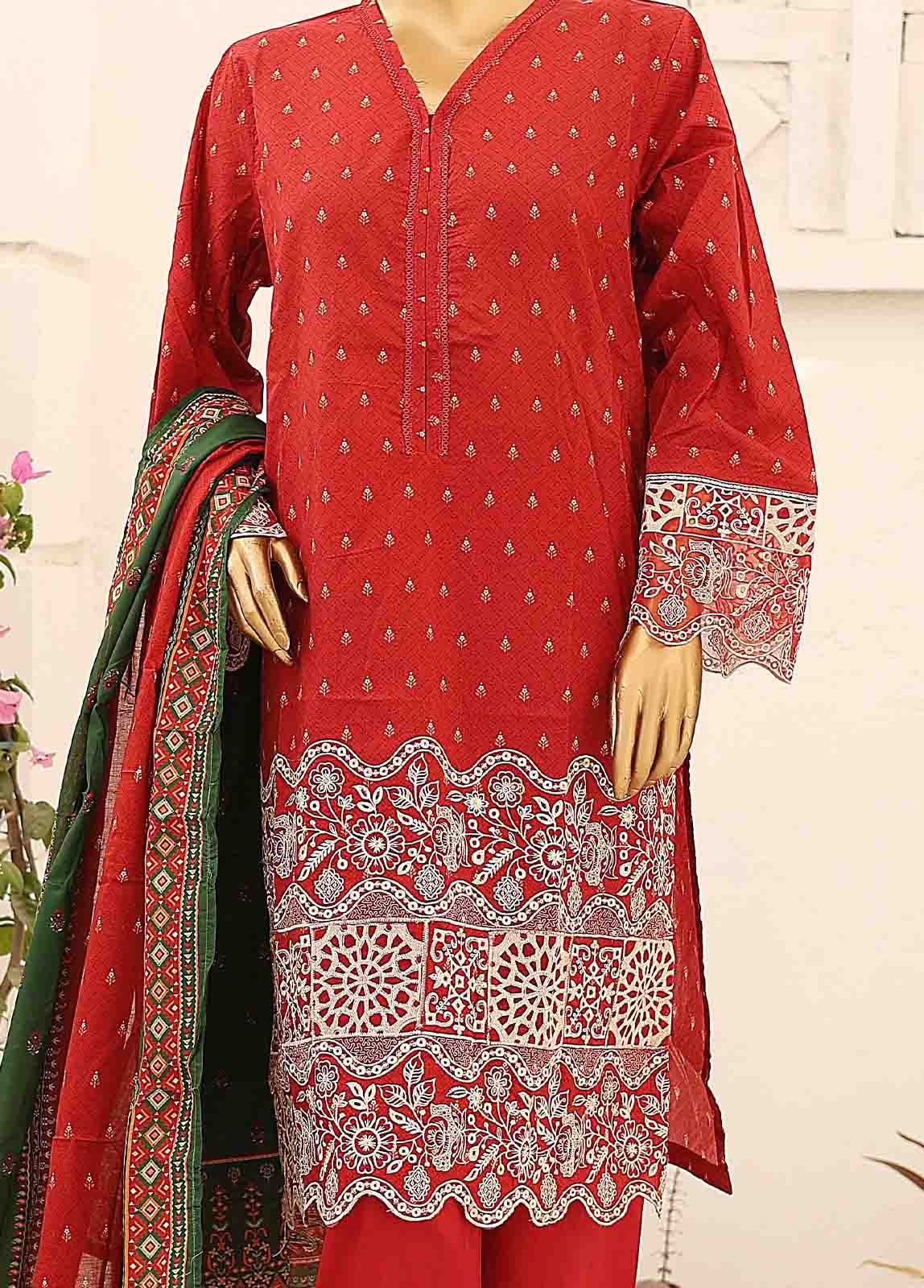 Bin Saeed Fabric - SM-CW-0182-3 Piece Cutwork Kari Stitched Suit