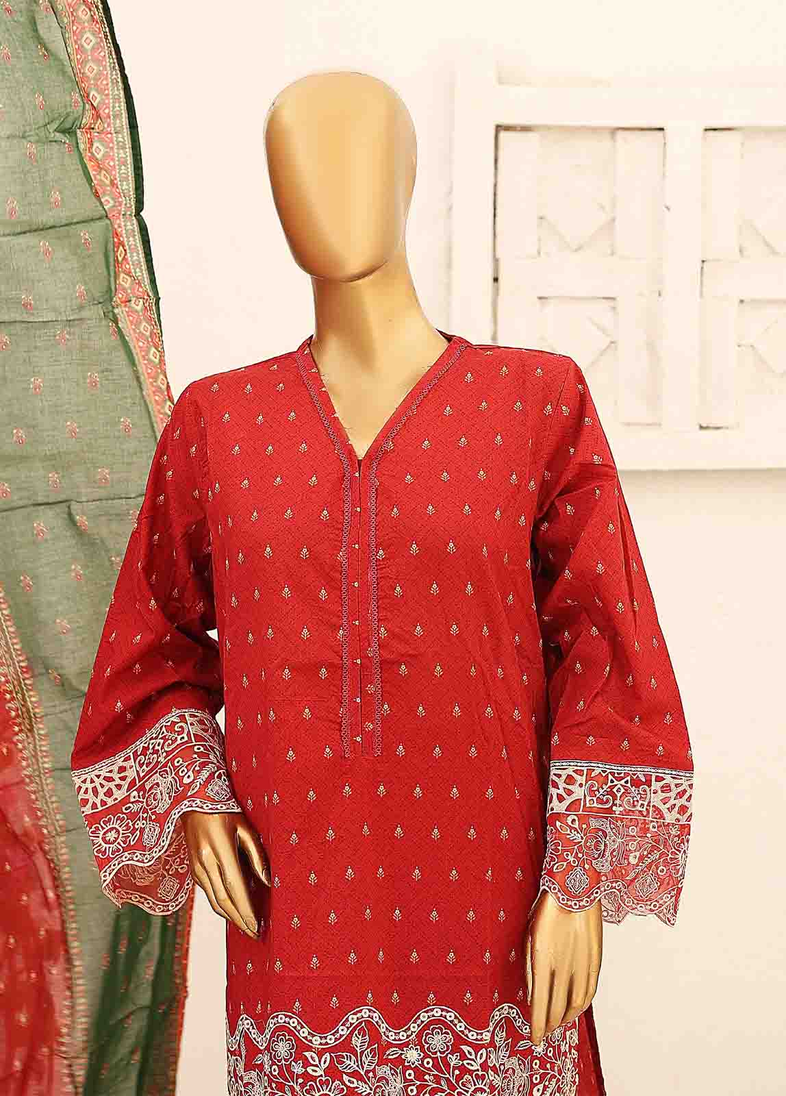 Bin Saeed Fabric - SM-CW-0182-3 Piece Cutwork Kari Stitched Suit