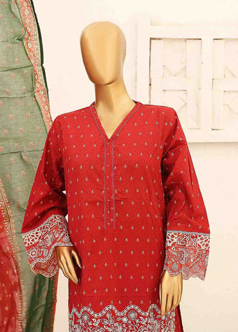 Bin Saeed Fabric - SM-CW-0182-3 Piece Cutwork Kari Stitched Suit