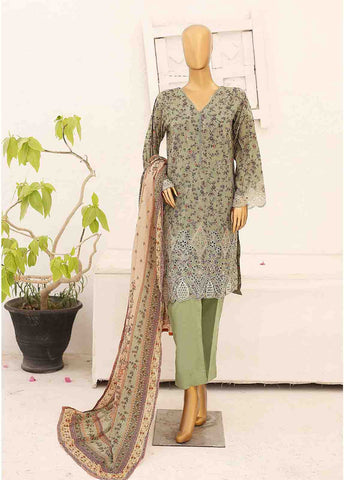 Bin Saeed Fabric - SM-CW-0187-3 Piece Cutwork Kari Stitched Suit