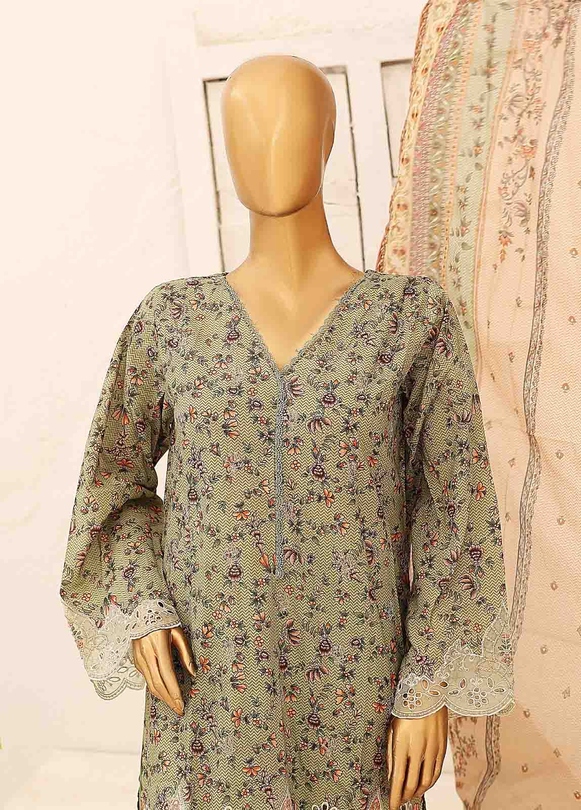 Bin Saeed Fabric - SM-CW-0187-3 Piece Cutwork Kari Stitched Suit