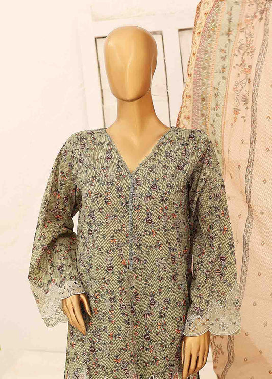 Bin Saeed Fabric - SM-CW-0187-3 Piece Cutwork Kari Stitched Suit