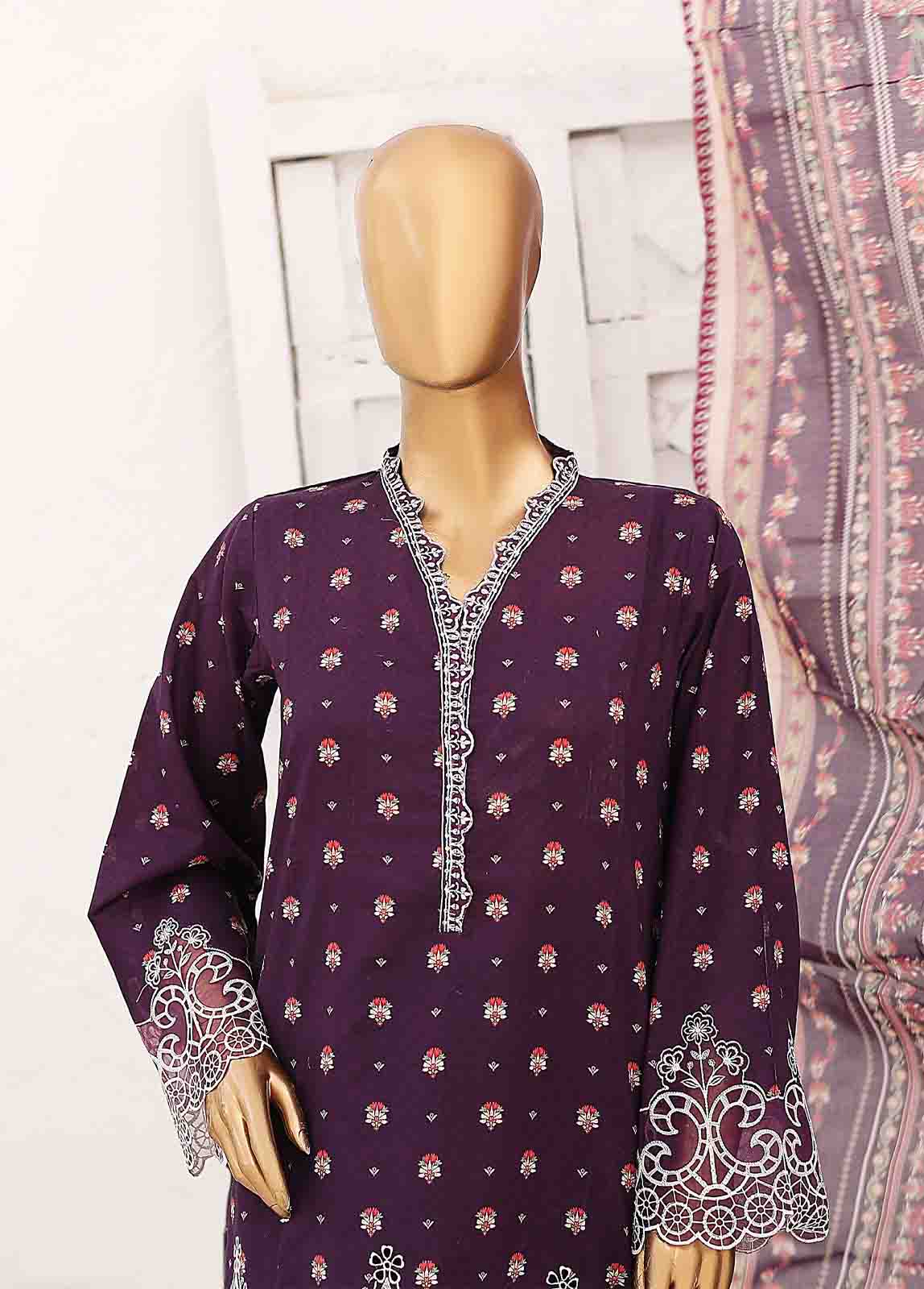 Bin Saeed Fabric - SM-CW-0194-3 Piece Cutwork Kari Stitched Suit