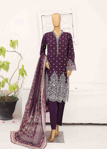 Bin Saeed Fabric - SM-CW-0194-3 Piece Cutwork Kari Stitched Suit