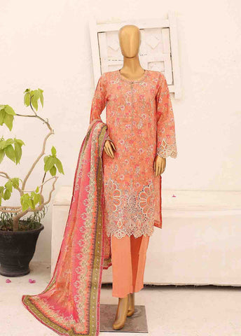 Bin Saeed Fabric - SM-CW-0412-3 Piece Cutwork Kari Stitched Suit